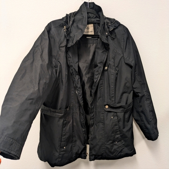 Weather Tamer Women's Black Raincoat Jacket sz 1X Removable Hood - Picture 6 of 10